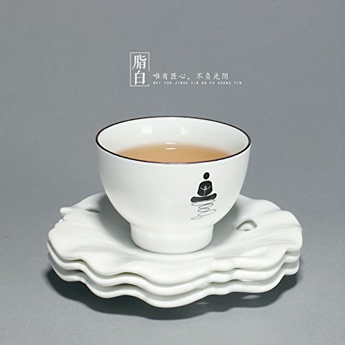 CCWY Kaolin-fat classic white porcelain saucer tea accessories ceramic saucer glass mat the mat insulation pad N3