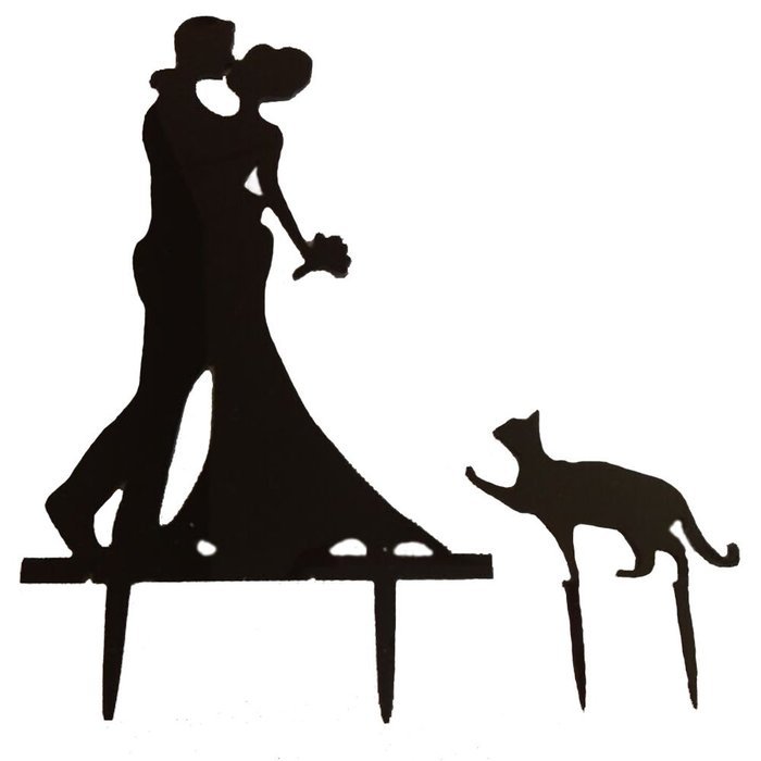 Funny Bride Groom and Pet Cake Topper N3