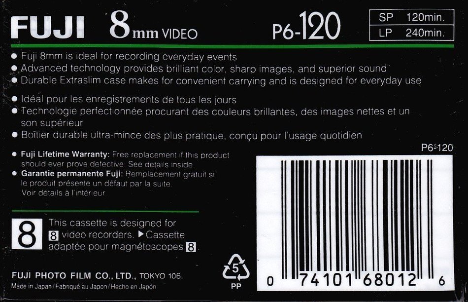 Fuji 23026121 8Mm Metal Particle Video Tape (120 Min.) (Discontinued by Manufacturer) N2
