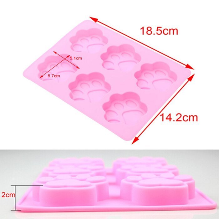 bouti1583 Silicone Cat Paw Charlotte Cake Baking Mold 1 Pcs with 6 Cavities N6