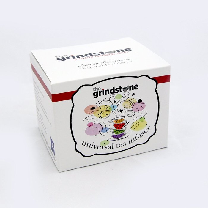 the Grindstone, Universal Tea Infuser, Easy Brewing of Loose Leaf Teas, Stainless Steel with Black Lid (New Item) N7