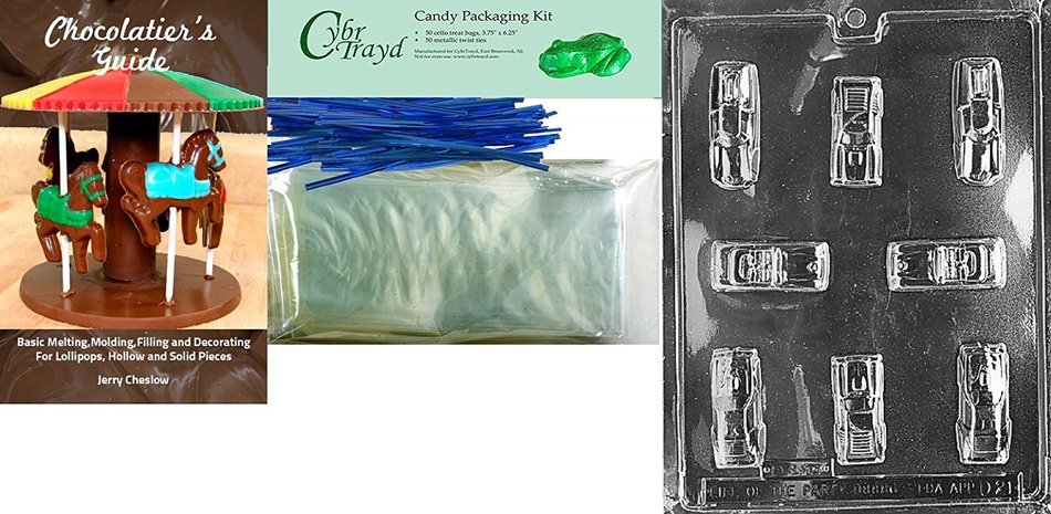 Cybrtrayd D021 Cars Chocolate Candy Mold with Exclusive Cybrtrayd Copyrighted Chocolate Molding Instructions N3