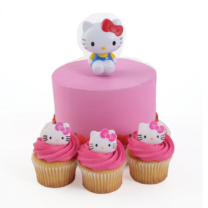 Hello Kitty Spoon Cake Topper and 24 Cupcake Topper Rings