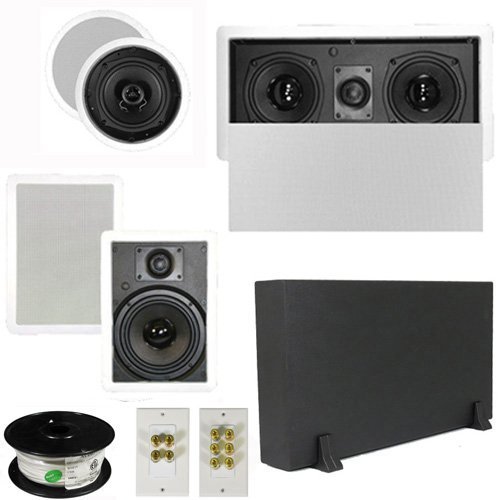 Theater Solutions 5.1 Home Theater 4 Speakers Set with Center, 8" Powered Sub and More TS5C6WL51SET1