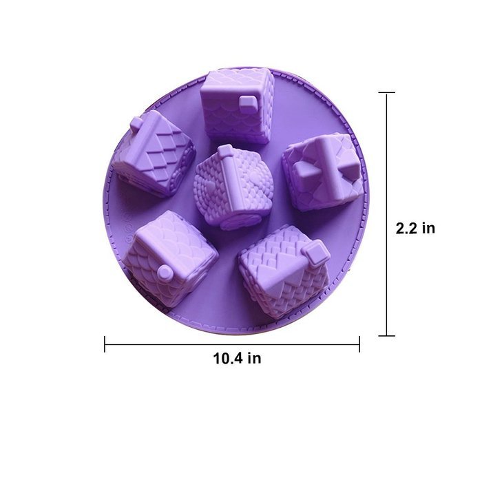 Silicone 6 Slot Cake Gingerbread House Shape DIY Cake Muffin Bread Baking Mold Mould Pan Tray Bakeware Tool (Pink) N10