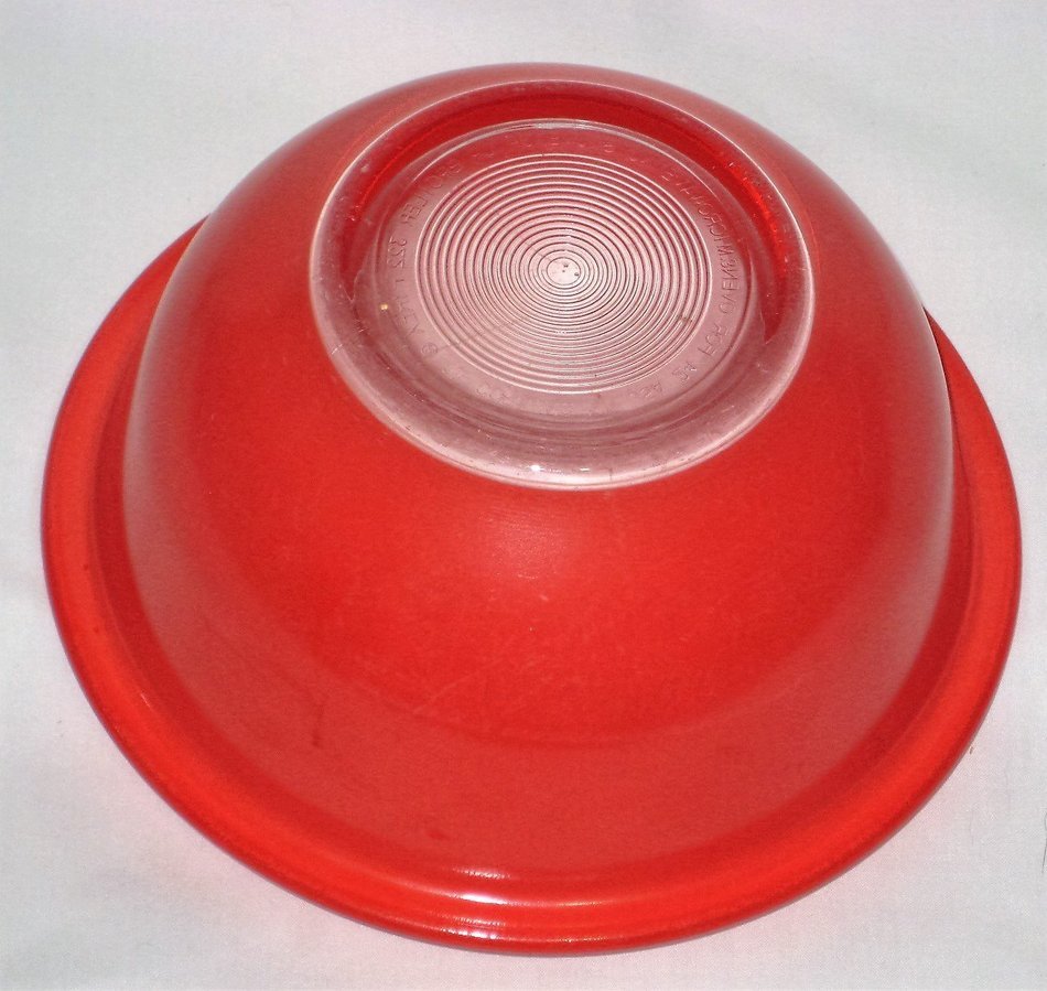 Vintage Pyrex Red Clear Bottom 1 Liter Glass Mixing Nest Batter Bowl