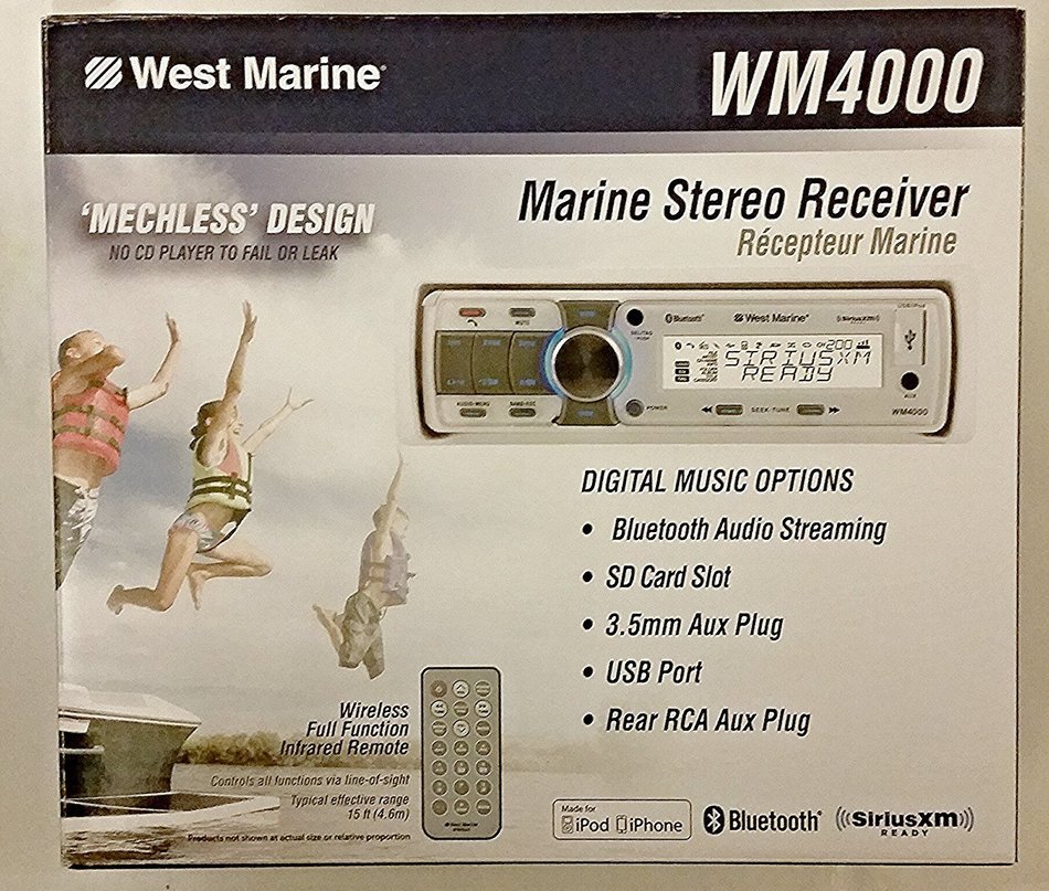 WEST MARINE WM4000 Bluetooth Marine Stereo Receiver N3