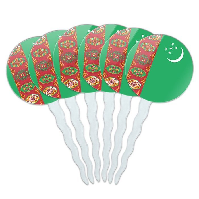 Set of 6 Cupcake Picks Toppers Decoration Country National Flag T-Z - Turkey National Country Flag N15