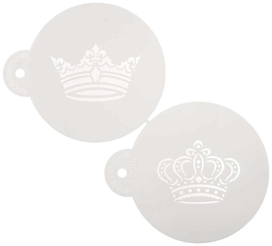 Designer Stencils C586 Royal Crowns Cookie Stencil Set, Beige/Semi-Transparent