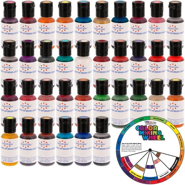 AmeriColor Amerimist Student Kit Air Brush Food Color 12 Pack Kit N4