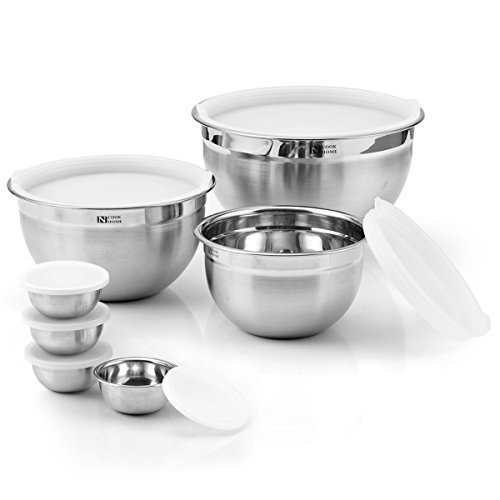 14-Piece Stainless Steel Mixing Bowl Set with Sunk-in Lid N3