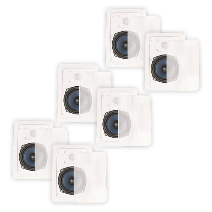 Blue Octave LW52 In Wall Speakers Home Theater Surround Sound 2-Way Speaker 3 Pair Pack
