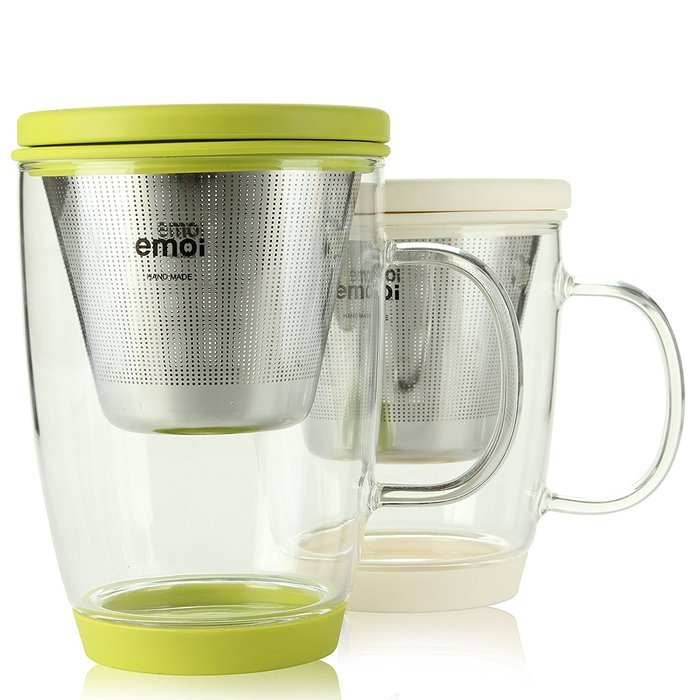 Emoi 12oz Teapot, Pyrex Glass Brewing Tea Cup, Tea Infuser Mug, Loose Leaf Flower Tea Maker w/ Strainer, Food...