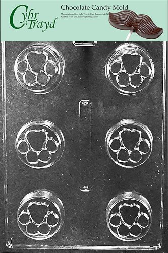 Cybrtrayd A140 Paw Print Cookie Chocolate Candy Mold with Exclusive Cybrtrayd Copyrighted Chocolate Molding Instructions