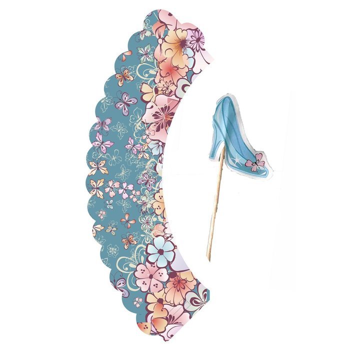 24 Cinderella Inspired Butterflies and Ballgowns Cupcake Picks and Cupcake Wrappers N5