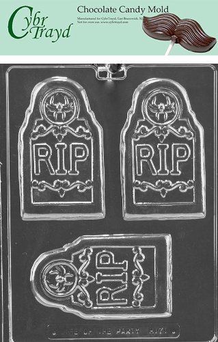 Cybrtrayd H171 RIP Tombstone Bar Chocolate Candy Mold with Exclusive Cybrtrayd Copyrighted Chocolate Molding Instructions