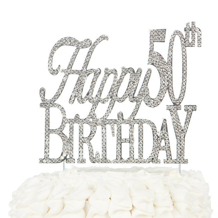 50 Cake Topper for 50th Birthday or Anniversary Gold Party Supplies and Decoration Ideas (Gold) N15