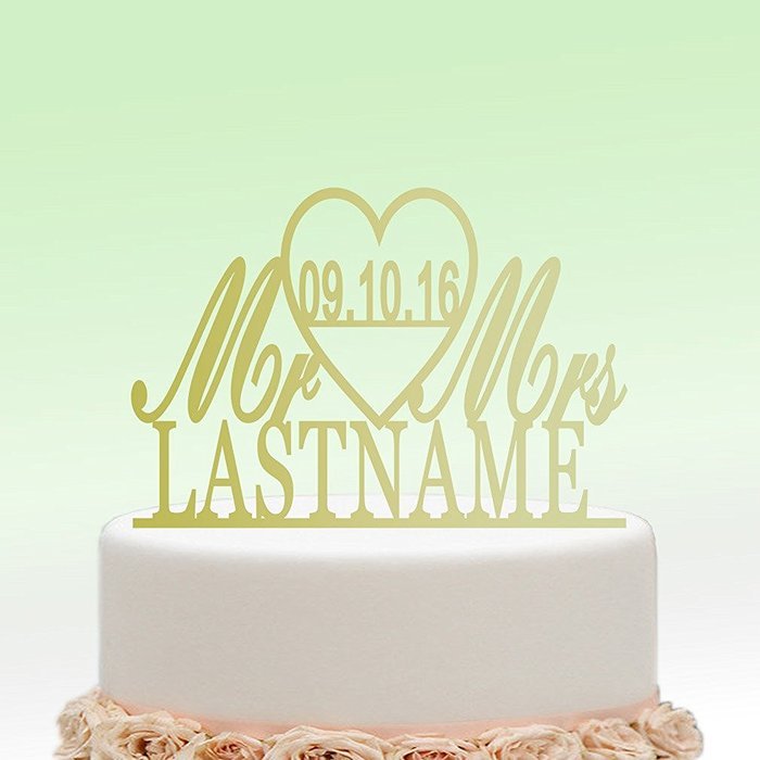 ivisi Wedding Cake Toppers Personalized Mr And Mrs (Design1) N2