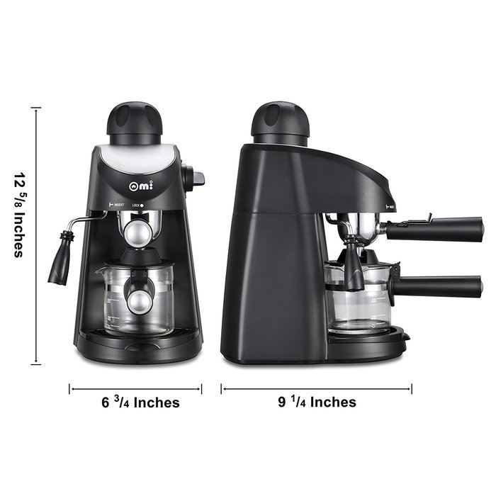 Omi CM6816 3.5 Bar Steam Espresso and Cappuccino Coffee Maker - Black Color N4