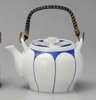 Yamakiikai White Kyusu(Japanese teapot) Japanese White & Blue pattern with a strainer 1150cc GM985 N2