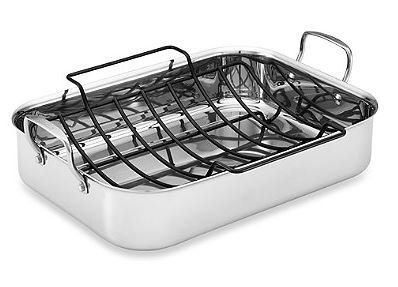 Tri-Ply Clad Stainless Steel 17-Inch x 12.5-Inch Rectangular Roaster with Nonstick Rack