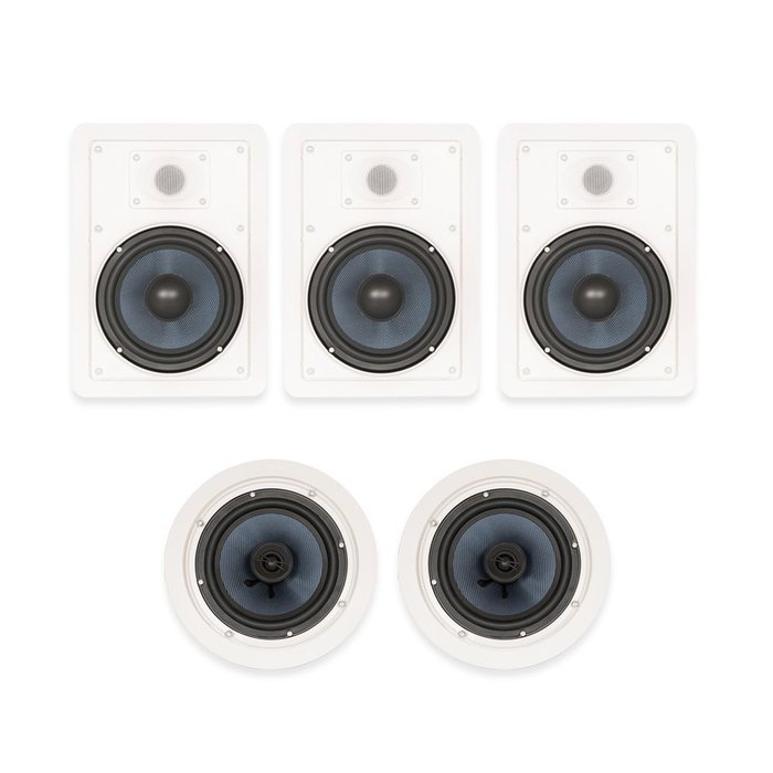 Blue Octave BH-625 In Wall and In Ceiling 6.5" Speakers Home Theater Surround Sound 5 Speaker Set