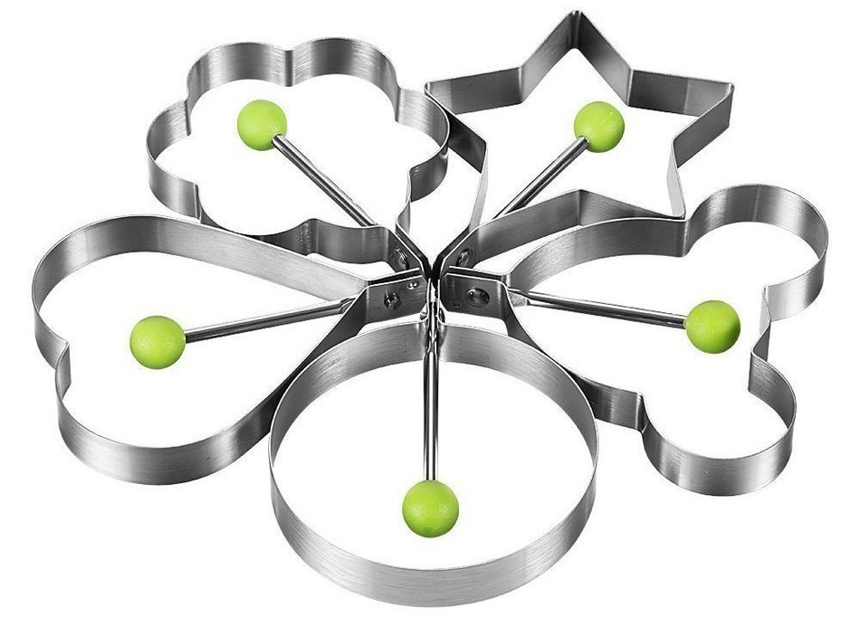 Egg Mold 5 Piece Set - Stainless Steel - Pancake Mold - Cookie Cutter Set N6