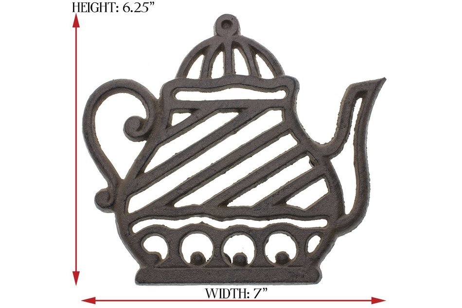 Cast Iron Trivet | Old Fashioned Tea Pot | Decorative Cast Iron Trivet For Kitchen Or Dining Table | 7x6.3 " |... N2