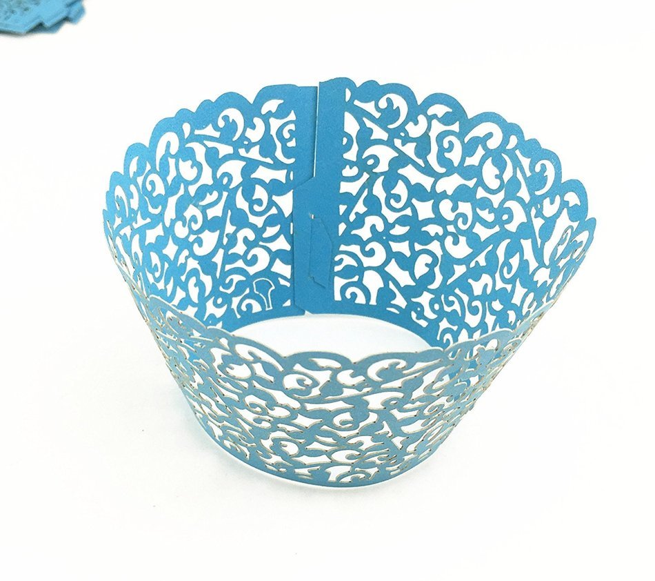 Yansanido 12 set pink Filigree Artistic Bake Little Vine Lace Laser Cut Cupcake Wrapper Cup Muffin Case Trays... N75