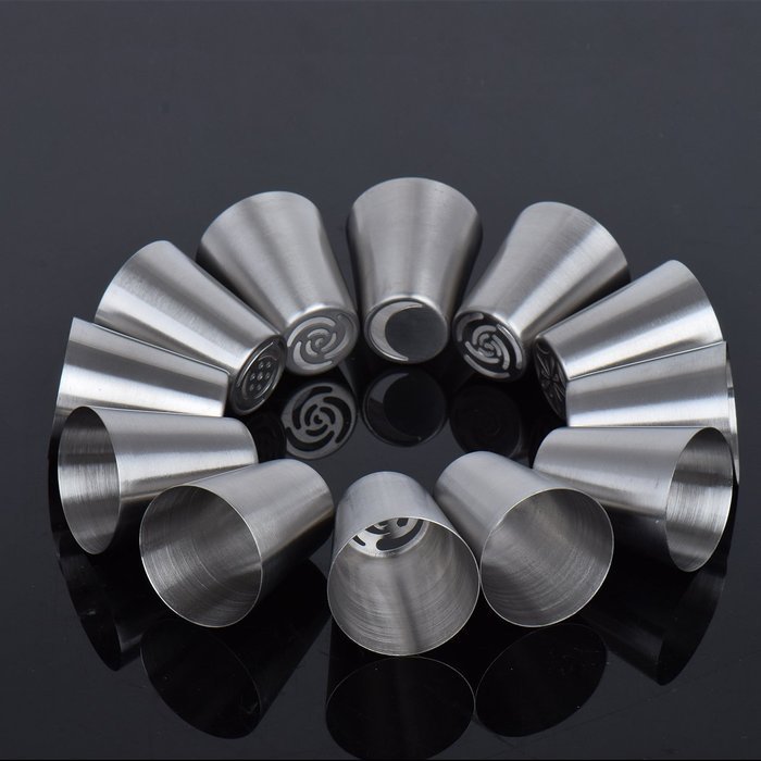 Russian Piping Tips,Newcomdigi 12 PCS Decorating Icing Nozzles Kit Cake Cupcake Pastry Decoration Tips Stainless... N2