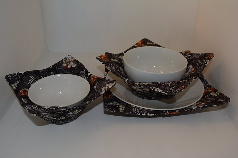 Microwave Bowl Cozies // Set of 3 // 1 Small Bowl Cozy // 1 Medium Bowl Cozy // 1 Dinner Plate Cozy // Farm Fresh N4