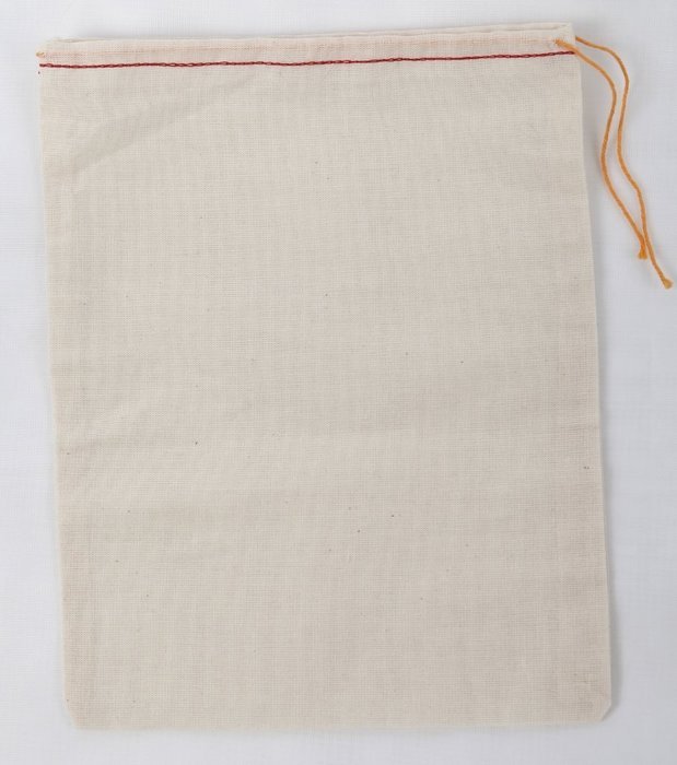 Cotton Muslin Bags 8x10 Inches Red Hem and Orange Drawstring 10 Count Pack