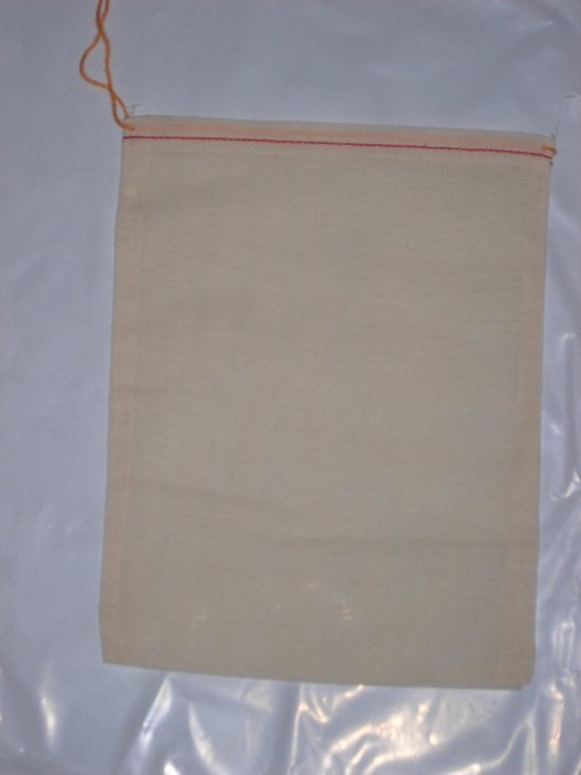 Cotton Muslin Bags 8x10 Inches Red Hem and Orange Drawstring 10 Count Pack N2