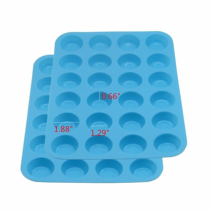 Sharing Star 2 Pcs 24-Cup Non-Stick Silicone Muffin & Cupcake Baking Pan Baking Mold (Red)