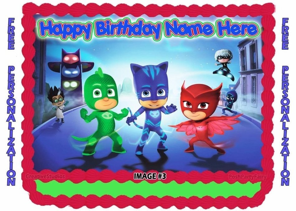 Personalized PJ MASKS Edible Image CAKE TOPPER Frosting Sheet Copcake Owlette (1/4 sheet, Image 3) N6