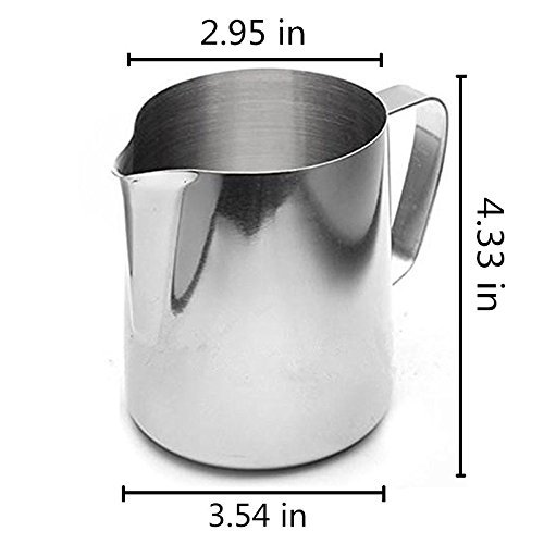 HULISEN 5 Oz. (150ml) Stainless Steel Espresso Coffee Pitcher Barista 150ml Craft Coffee Latte Milk Frothing Jug... N6