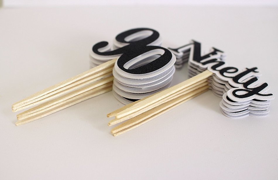 All About Details Black Ninety Cupcake Toppers, Set of 12 N2