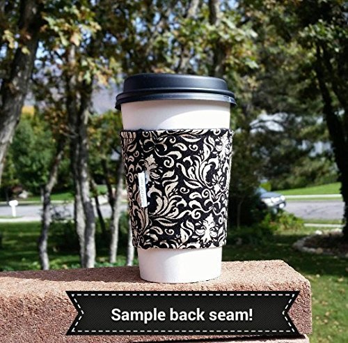 Fabric coffee cozy / cup sleeve / coffee sleeve / coffee cup holder -- Blue and Teal Floral N3