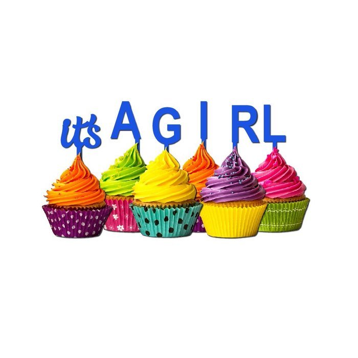 It's a Girl Cupcake Topper Party Favors Baby shower Glitter chartreuse N7