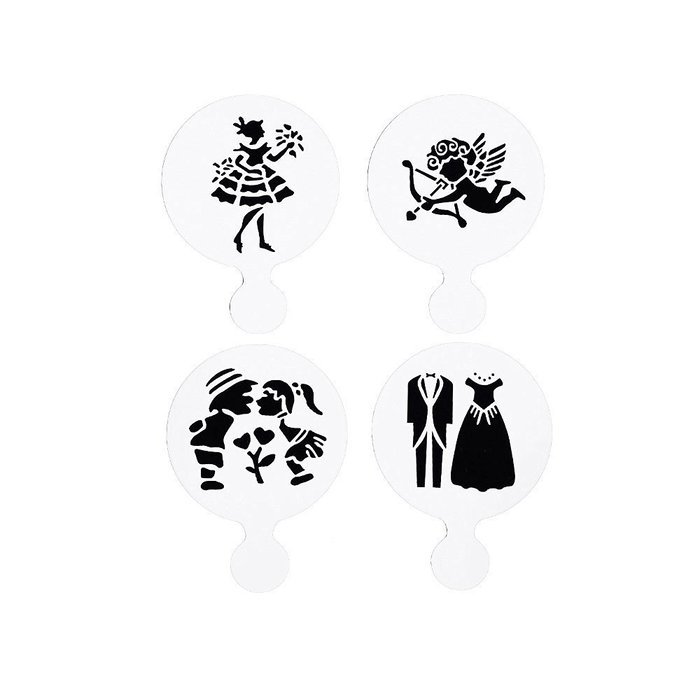 DECORA 16 Pieces Cake Cappuccino Coffee Barista Stencils Templates Strew Pad N32