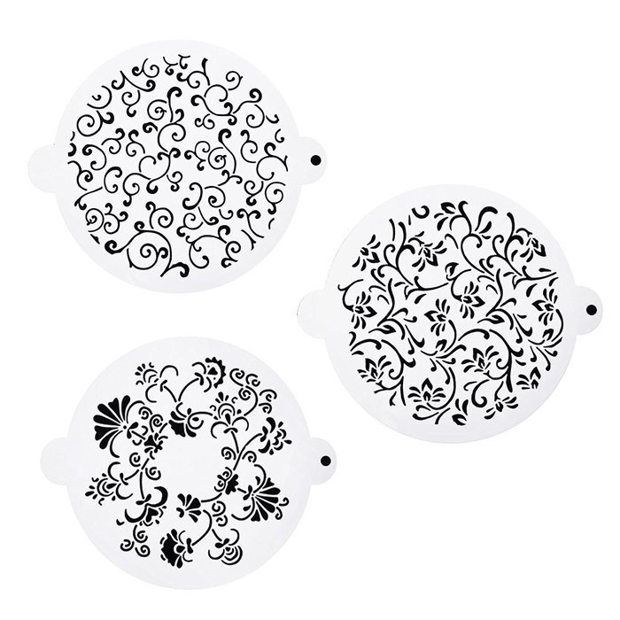 DECORA 16 Pieces Cake Cappuccino Coffee Barista Stencils Templates Strew Pad N36