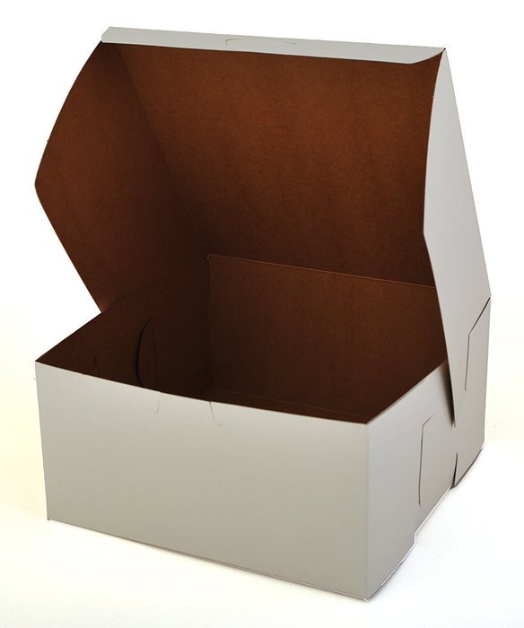 Southern Champion Tray 0941 Premium Clay-Coated Kraft Paperboard White Non-Window Lock Corner Bakery Box, 8" Length...