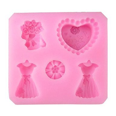 Y&XL&H Wedding Love Full Dress Baking Fondant Cake Choclate Candy Mold,L8.3cmW7.7cmH1.8cm N4
