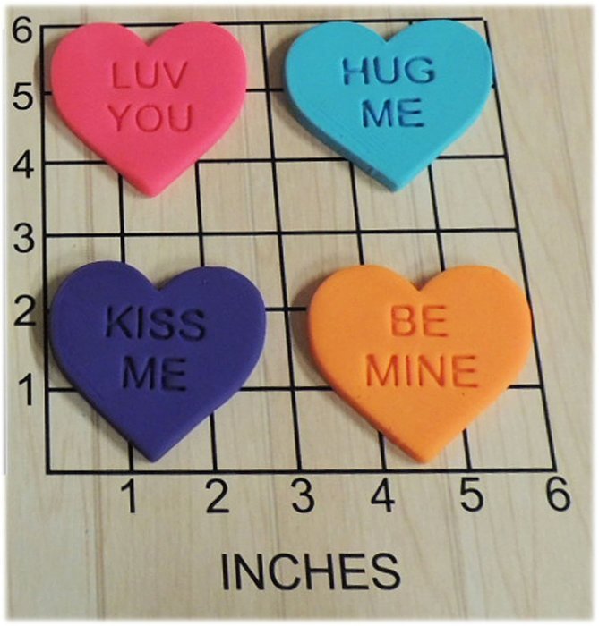 Valentine's Day Candy Hearts Shape Set Cookie Cutter and Stamp Set #1083