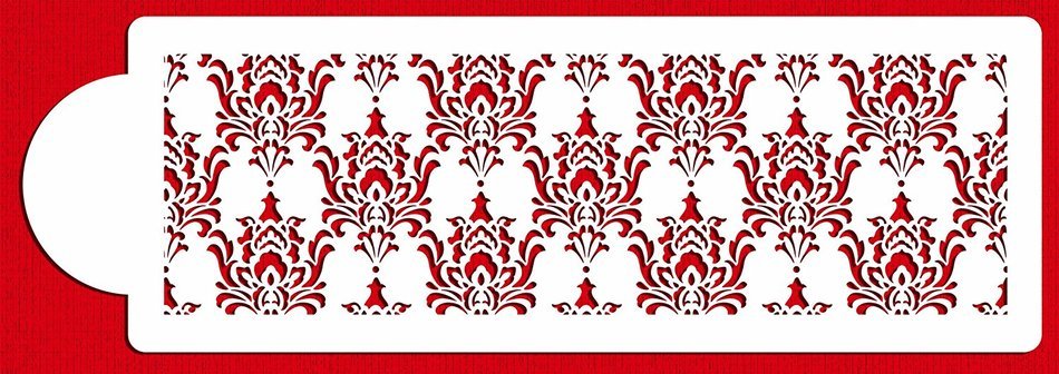 Designer Stencils C581 Filigree Damask 4 Inch Cake Stencil, Beige/semi-transparent N2