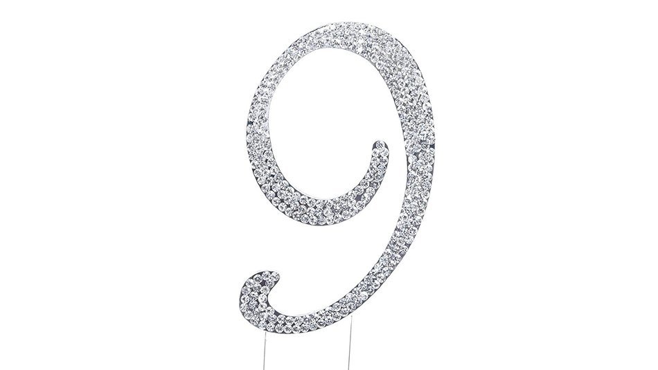 Number 2 Rhinestone Crystal Cake Topper Silver, Numbers, Letters for Wedding, Birthday, Anniversary, Party. Shine... N23