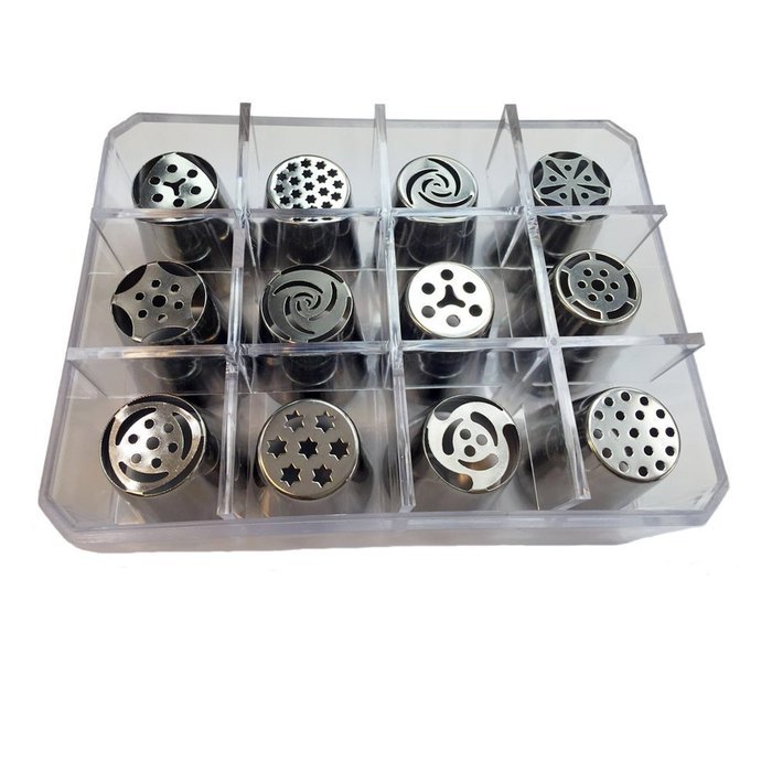 TANGCHU Russian Piping Tips 12PCS/SET Stainless Steel Middle Size Icing Syringe Set DIY Coupler Nozzle with Storage... N4