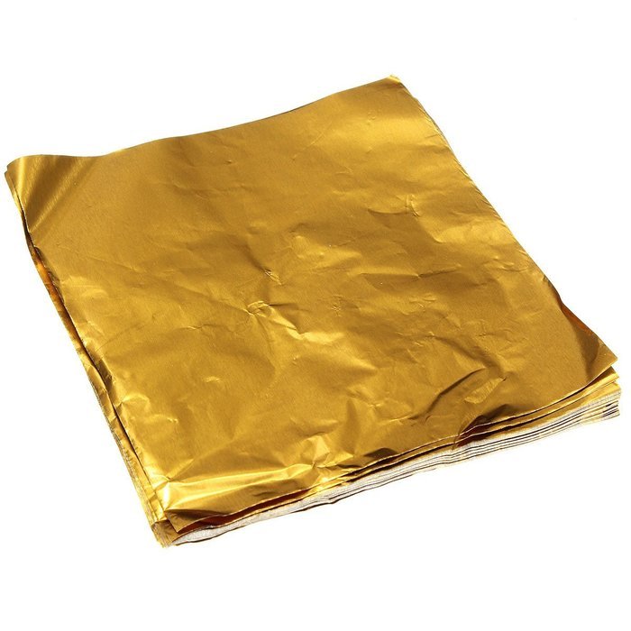 KINGSO 100pcs Square Sweets Candy Chocolate Lolly Paper Aluminum Foil Wrappers Gold N4