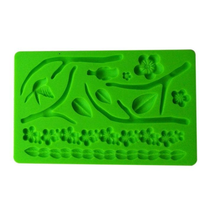 Dimart Silicone Flowering Branch Jelly Cake Chocolate Mould Pad Baking Tools Green