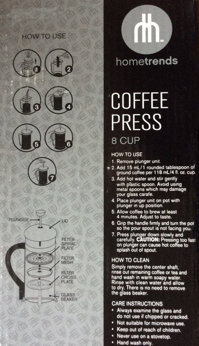 French Press Coffee & Tea Maker From Home Trends, 34 Oz (4 Cups Usa) with Stainless Steel Filter System & Heat... N2